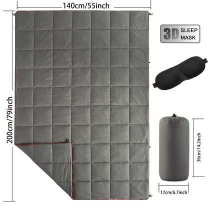 Camping Blanket Puffy Outdoor Down Alternative Windproof Warm 55x79 Inch Lightweight Printed Quilt for Beach Picnic Hammock Travel Cold Weather