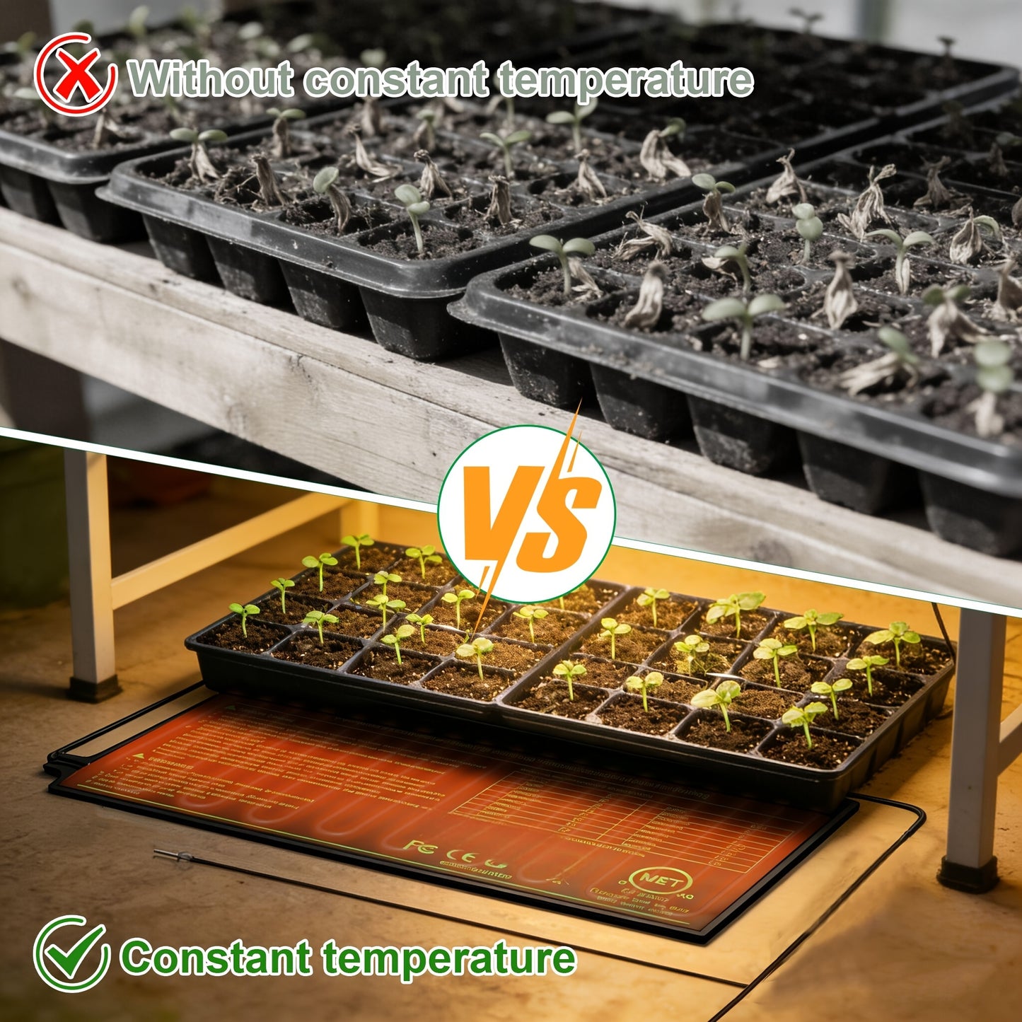 Seedling Heat Mat with Smart Thermostat Control | PVC Germination Heating Pad Accelerate Seed Sprouting Root Zone Warmth | Indoor Garden Greenhouse 2 or 4 Pack