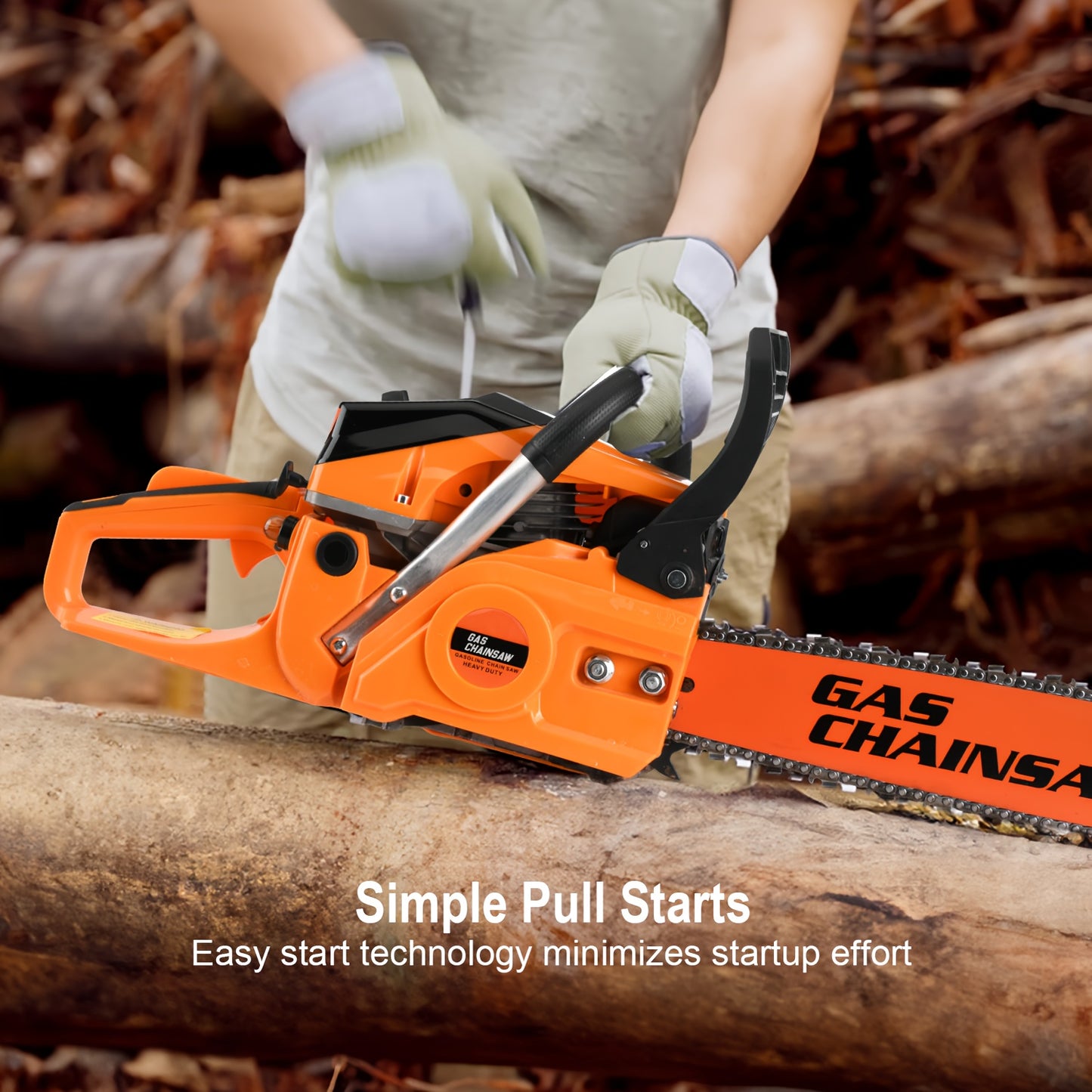 Gas Chainsaw Set – 12-Inch 25CC Pruning Saw & 20-Inch 62CC Heavy-Duty Log Cutting Chainsaw, Choose by Need