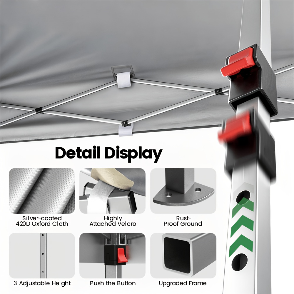 10x10 Pop Up Canopy Tent Heavy Duty 420D Oxford UPF50+ Straight Legs