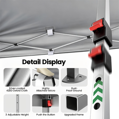 10x10 Pop Up Canopy Tent Heavy Duty 420D Oxford UPF50+ Straight Legs
