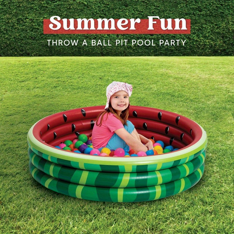 Kiddie Pool 3-Pack – 45 Inch Inflatable Swimming Pool for Kids with Fun Watermelon Pineapple Cupcake Designs, Indoor Outdoor Ball Pit Party Pool Ages 3+