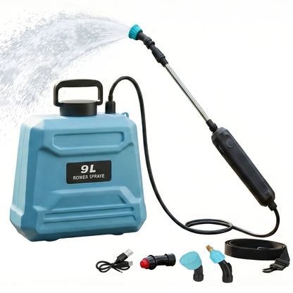 Garden Sprayer Battery Powered Electric USB Rechargeable 1.6-2.4 Gal with 3 Mist Nozzles Adjustable Shoulder Strap for Lawn Yard Plant Watering