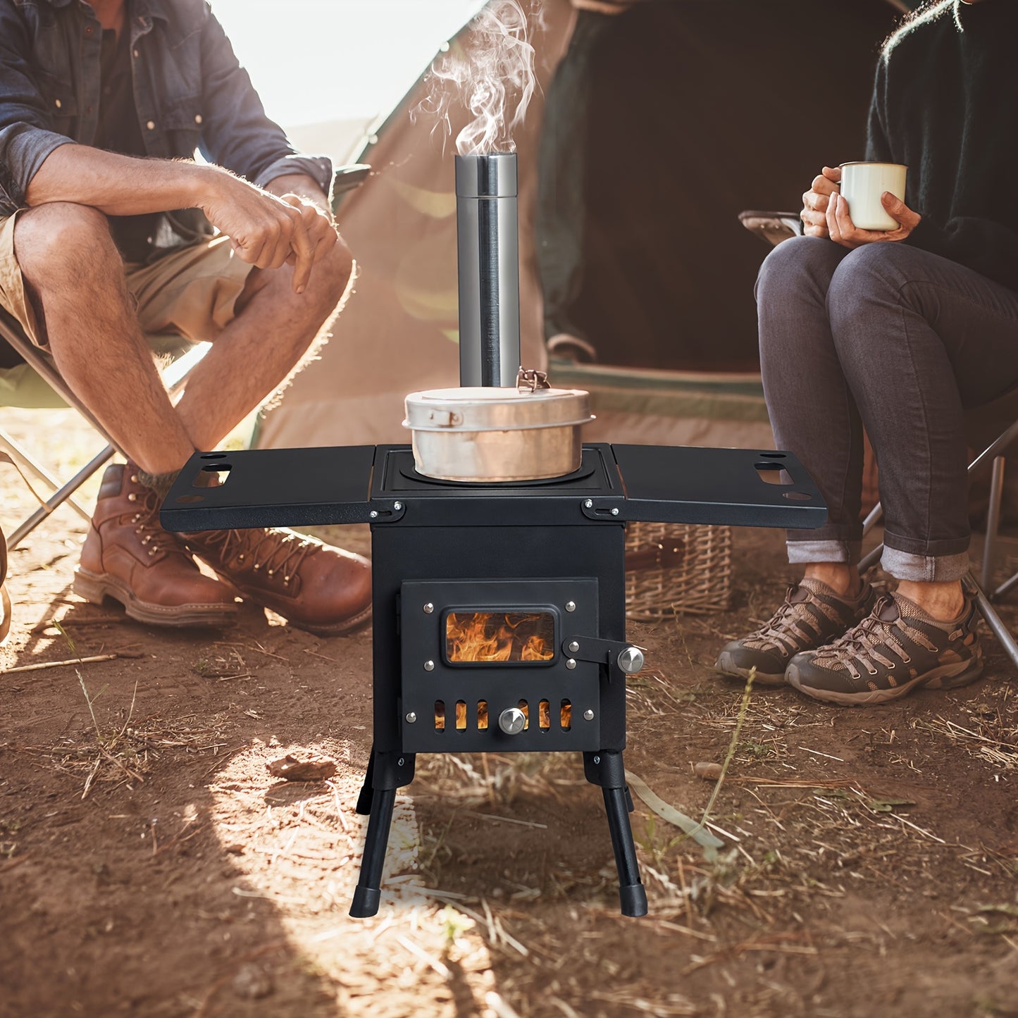 Tent Wood Stove Portable | Camping Heating Cooking Hot Tent Winter