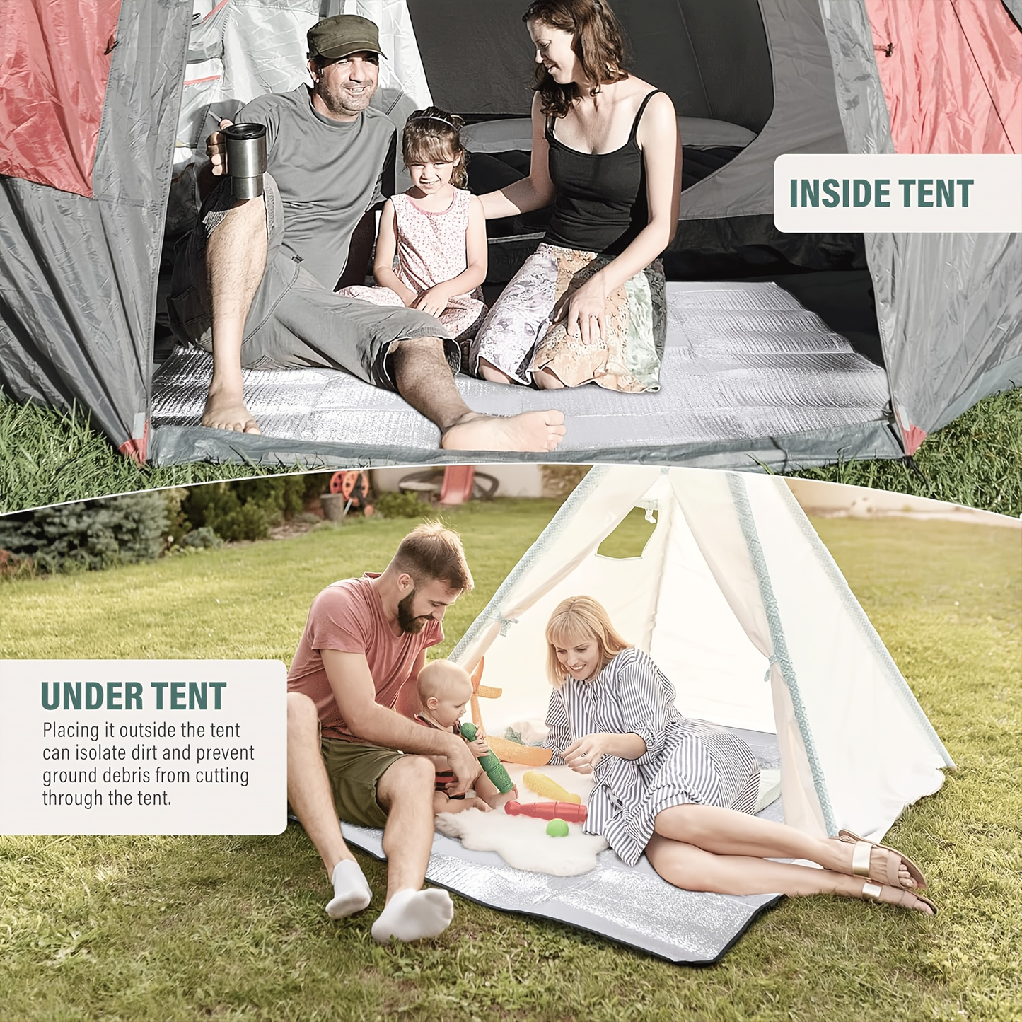 Insulated Camping Mat 2-Pack Aluminum Foil EPE Foam Foldable Moisture-Proof Outdoor Picnic Mat 78x39in – Portable Lightweight All-Season Ground Pad