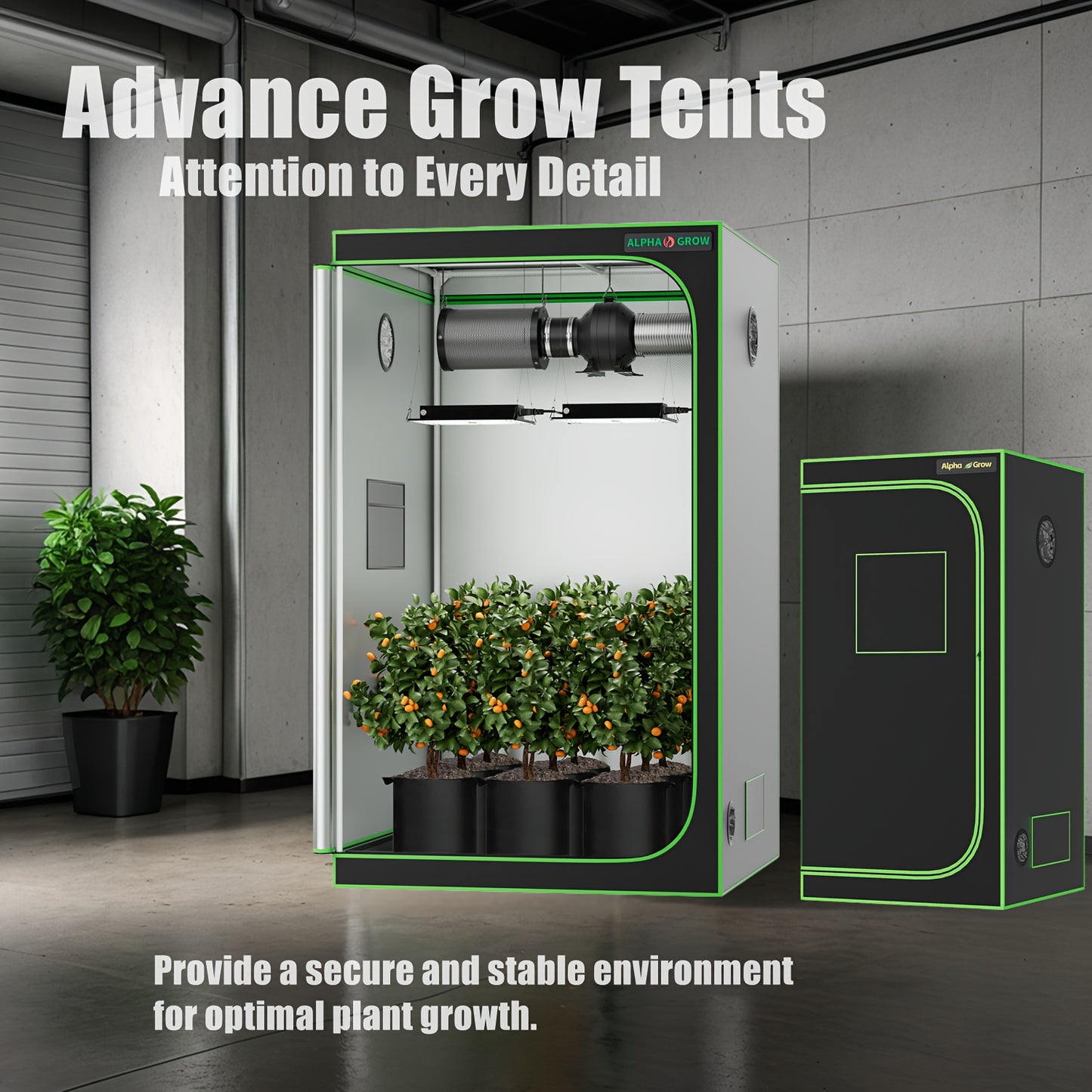 Grow Tent 1680D Thickened Mylar with Observation Window & Floor Tray | Pro-Grade Indoor Hydroponic Growing | 2x2 3x3 4x4 ft Multiple Size Options