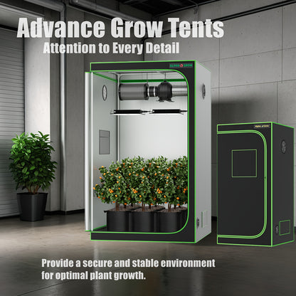 Grow Tent 1680D Thickened Mylar with Observation Window & Floor Tray | Pro-Grade Indoor Hydroponic Growing | 2x2 3x3 4x4 ft Multiple Size Options