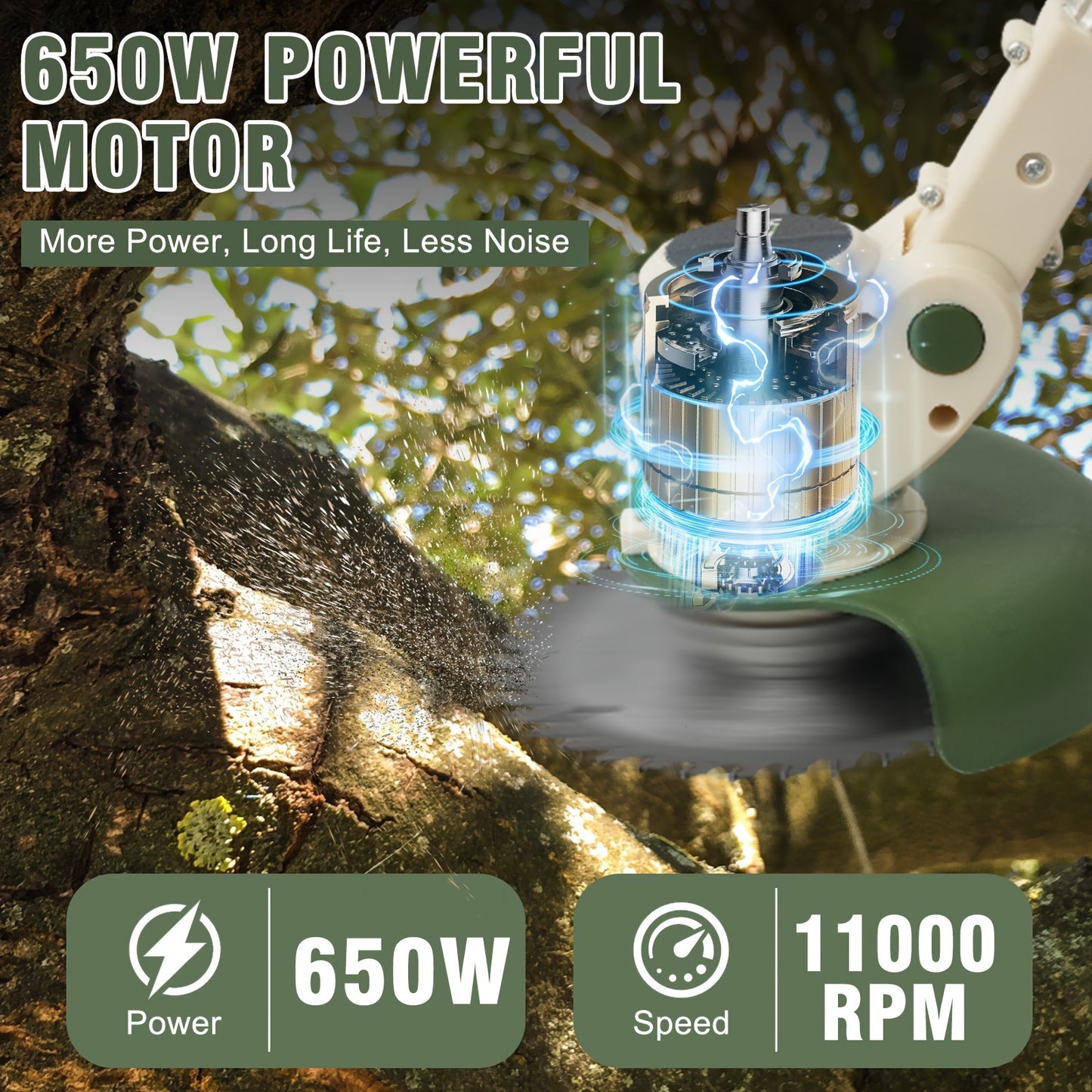 Weed Wacker Cordless 24V Brush Cutter – Electric String Trimmer with 2 Batteries & Charger, 3 Blade Types, Lightweight Battery Powered Weed Eater for Yard, Garden & Lawn Trimming