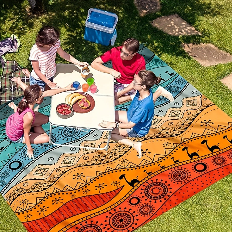 Bohemian Picnic Blanket Lightweight Quick-Dry Outdoor Mat 81"x79" – Fashion Beach Blanket for Camping, Travel, Beach Games & Vacation
