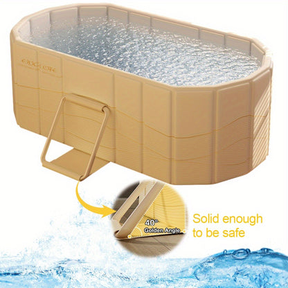 Foldable Portable Hot Tub & Ice Bath Soaking Tub | Large Freestanding Bathtub, Dual Drainage, Home & Outdoor Cold Plunge Tub