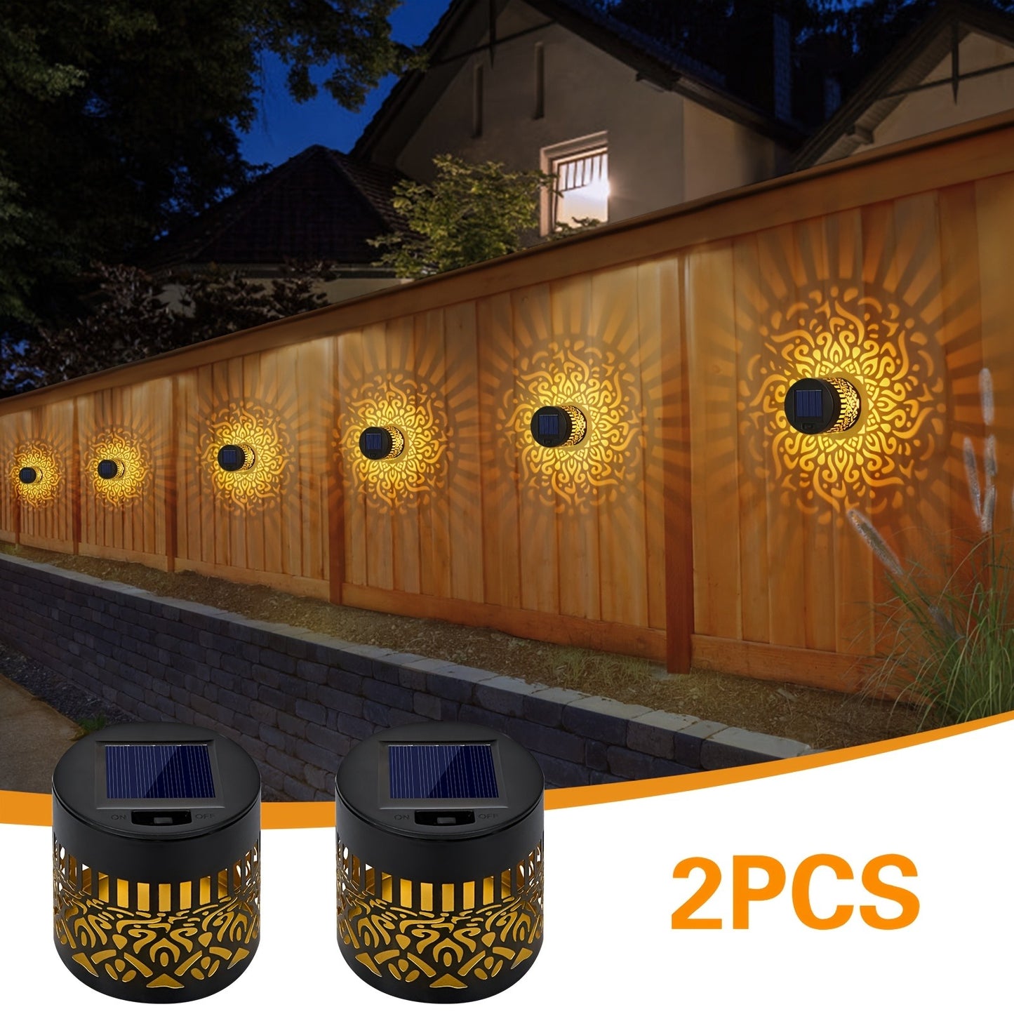 Solar Garden Lights Outdoor Waterproof IP65 Mandala LED Fence Wall Lights Metal Deck Step Lights for Yard Patio Courtyard Pathway Decoration Festival Gift 1/2/4 Pack