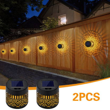 Solar Garden Lights Outdoor Waterproof IP65 Mandala LED Fence Wall Lights Metal Deck Step Lights for Yard Patio Courtyard Pathway Decoration Festival Gift 1/2/4 Pack