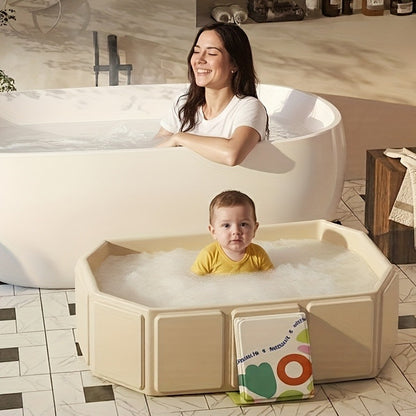 Foldable Baby Bathtub Portable Newborn Infant Tub with Drain Hole, Anti-Slip Base & Durable Multi-Functional Design for Home Travel Use, Ideal Baby Shower Gift