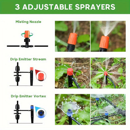 226FT Drip Irrigation Kit - Automatic Plant Watering System with Adjustable Nozzles for Garden & Greenhouse