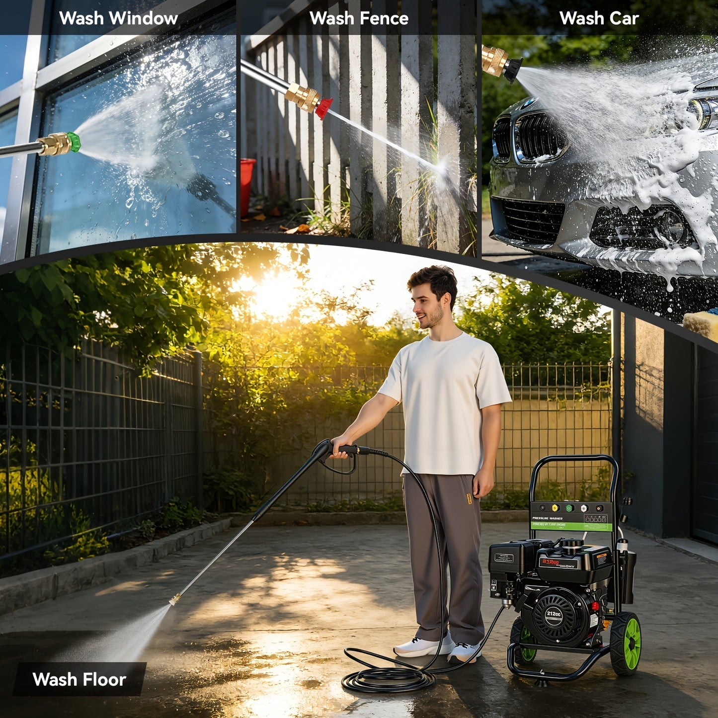 4200PSI Gas Pressure Washer 4.0GPM 212CC Commercial Power Washer with 25ft Hose, 5 Nozzles – EPA/CARB/ETL Certified for Patio, Driveway, Vehicle