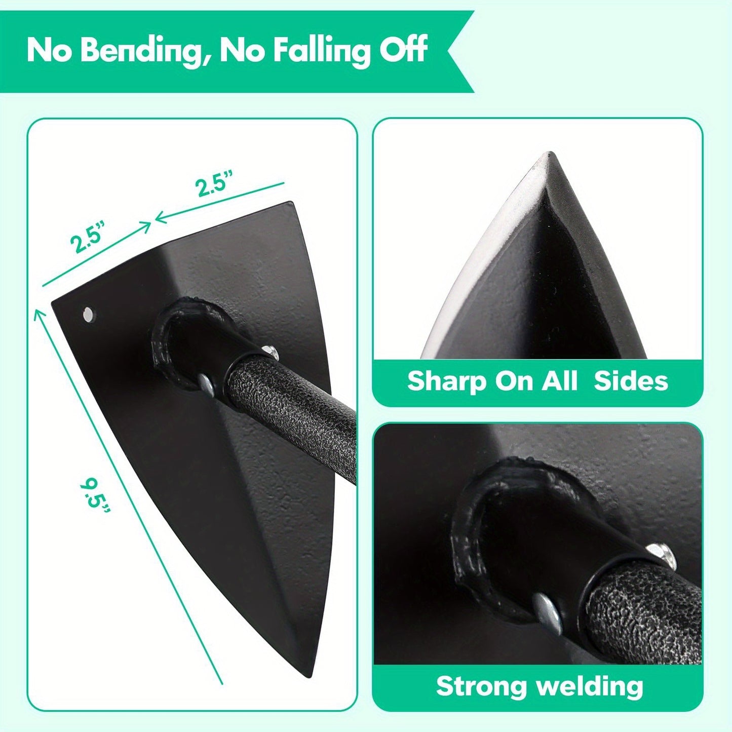 Garden Hoe Triangle Heavy Duty Carbon Steel with Adjustable 15–72 Inch Long Handle, Sharp Triangular Blade for Weeding, Digging, Soil Loosening and Edging