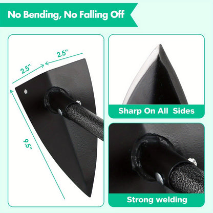 Garden Hoe Triangle Heavy Duty Carbon Steel with Adjustable 15–72 Inch Long Handle, Sharp Triangular Blade for Weeding, Digging, Soil Loosening and Edging
