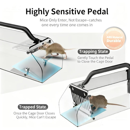 Humane Mouse Trap Live Catch - Fully Automatic Transparent Continuous Capture No-Kill Rodent Trap for Indoor Home, Kitchen, Garage & Outdoor Use