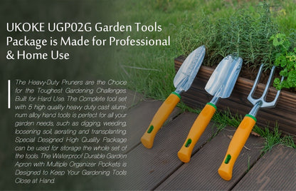 Garden Tool Set 12 Piece Aluminum Hand Tools Kit with Canvas Apron Storage Pocket Ergonomic Handle Heavy Duty Gardening Tools for Women Men Outdoor