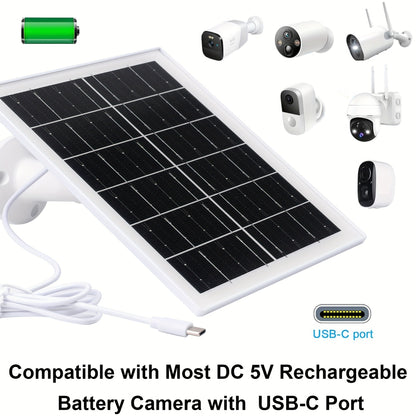 Solar Panel 5W Monocrystalline with Built-In 5200mAh Battery - 3rd Gen Emergency Charger for Security Camera, Doorbell, Outdoor Lights & Low-Voltage Devices, Portable Travel Power