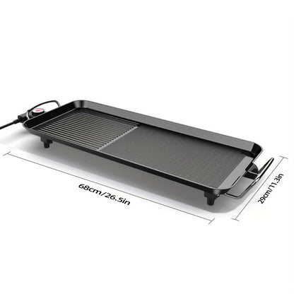 Electric Griddle 1500W Non-Stick Oblong Baking Pan 5-Speed Temperature Control Smokeless Indoor Grill for Eggs Vegetables BBQ Dishwasher Safe Black