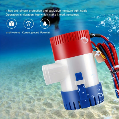 12V Bilge Pump 1100GPH Submersible DC Water Pump for Yacht Boat Aquarium Pool