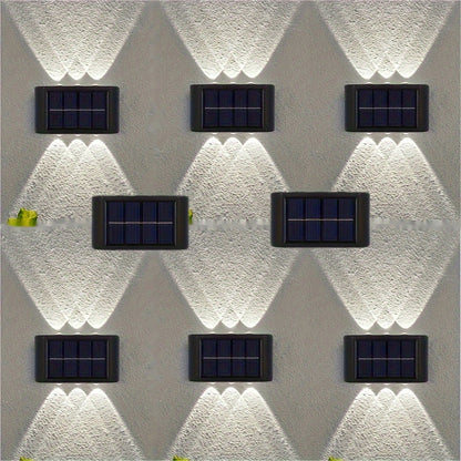 Solar Wall Light Outdoor 8 Pack 6 LED Deck Fence Garden Lamp Waterproof Auto Dusk to Dawn Courtyard Pathway Garage Yard Decoration