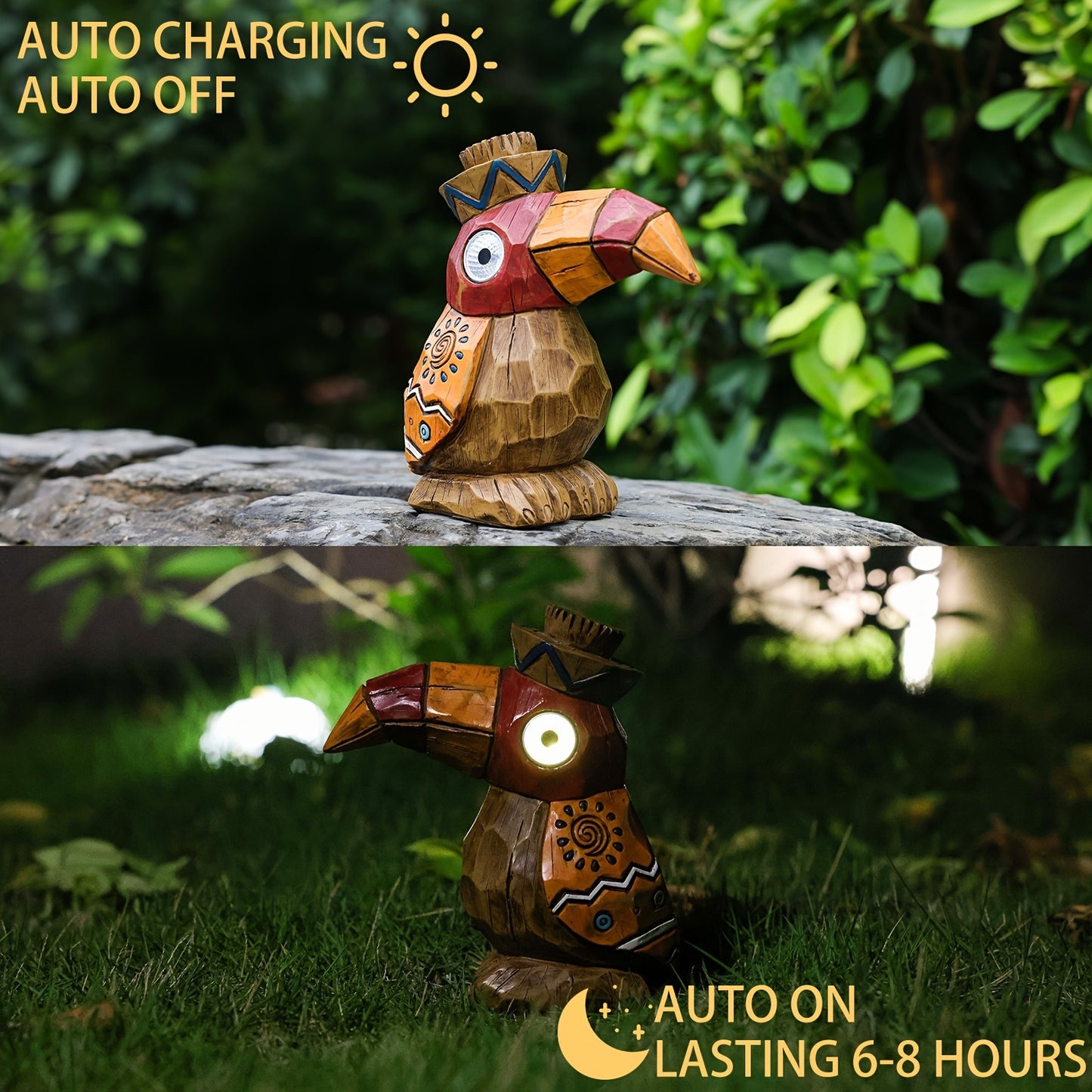 Solar Garden Statue – Tiki Woodpecker Bird Outdoor Light Sculpture for Patio, Pool & Yard Decor