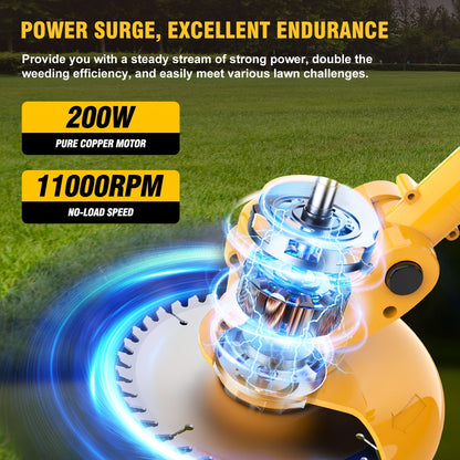 21V Cordless Lightweight Weed Trimmer & Edger. Comes with 1/2 Batteries and Charger. 3-in-1 Cordless Grass Trimmer, Edger, and Brush Cutter. Powerful and Long-Lasting. for Lawn, Yard, and Garden.