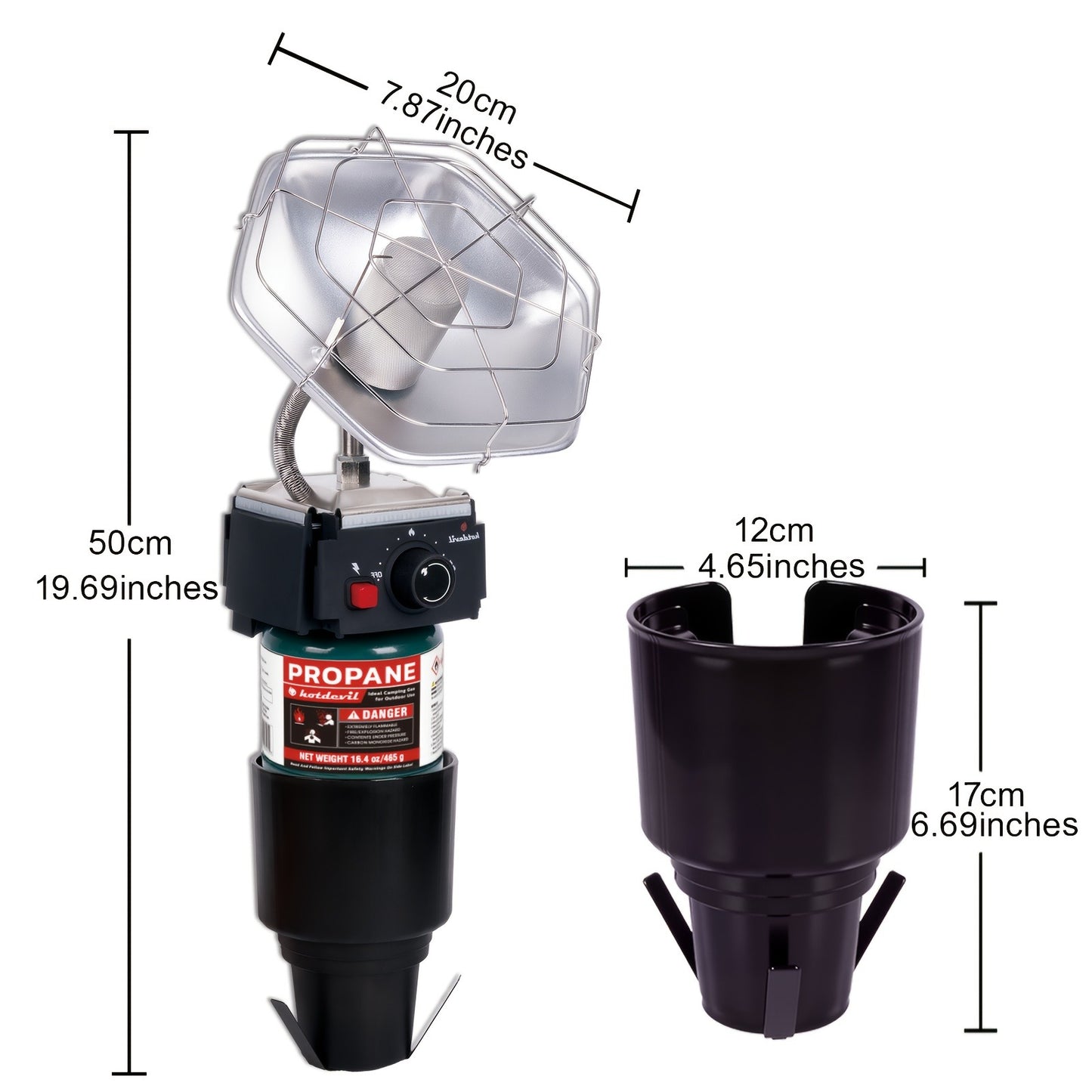 Golf Cart Heater 8520 BTU Portable Propane Catalytic Burner with Cup Holder Mount, Pulse Ignition, Wind-Resistant Low-Emission Design for EZGO, Yamaha, Club Car, UTV, Camping & Ice Fishing