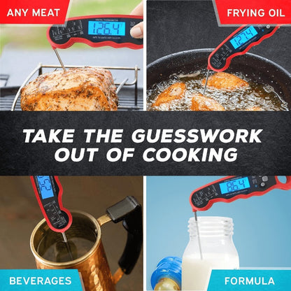 Meat Thermometer Instant Read - Digital Food Thermometer with Backlit Display for Cooking, BBQ, Grill & Oven, °C/°F Switch