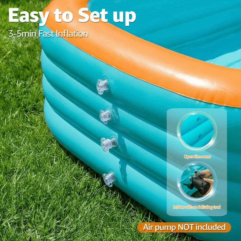Inflatable Swimming Pool for Family Extra Large 120 Inch 4-Layer Thickened Outdoor Backyard Pool Quick Inflation Durable Kids Adults Summer Party