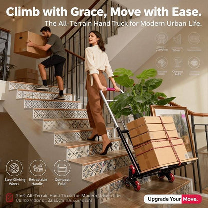 Stair Climbing Folding Hand Truck Heavy Duty Cart 220/450/680 lbs Capacity Collapsible Dolly for Home Warehouse Moving Shopping