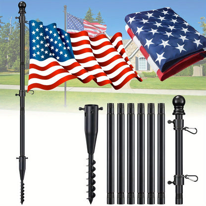 Spiral Ground Anchor 8FT – Tangle-Free Steel Flag Pole Kit for Outdoor RV Camping