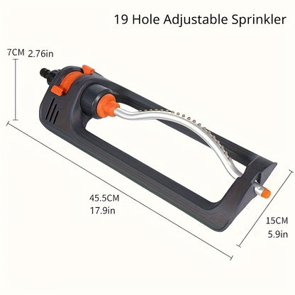 Oscillating Garden Sprinkler – 19-Hole Adjustable Swing Sprinkler with Universal Connector, No Battery Required