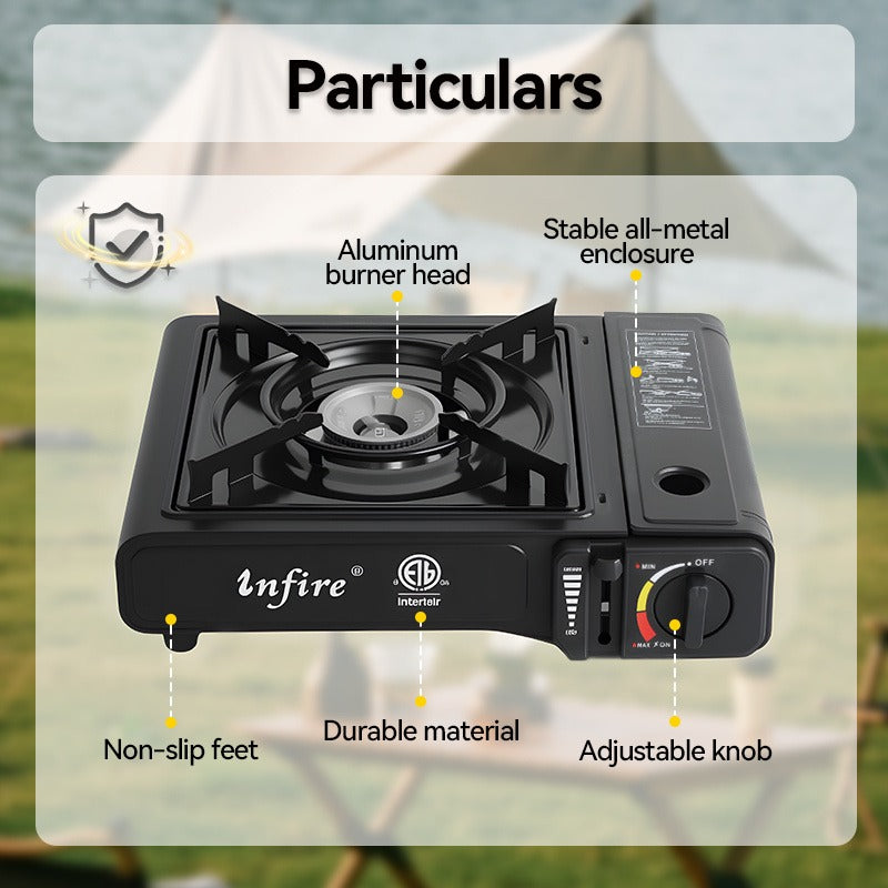Backpacking Butane Stove, Lightweight Aluminum Alloy Camping Stove with Adjustable Flame Control, Compact Portable Design for Hiking, Outdoor Cooking & Emergency Preparedness