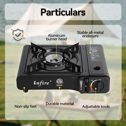 Backpacking Butane Stove, Lightweight Aluminum Alloy Camping Stove with Adjustable Flame Control, Compact Portable Design for Hiking, Outdoor Cooking & Emergency Preparedness