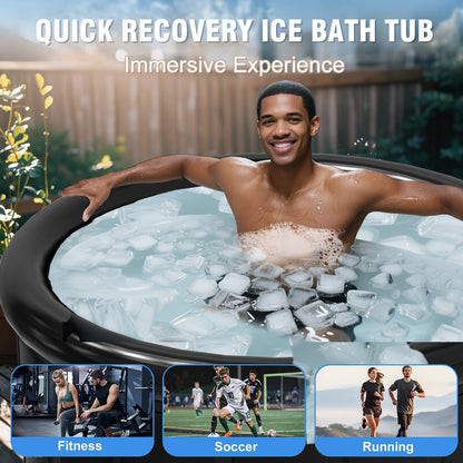 Cold Plunge Tub Foldable Ice Bath | 95-Gallon 34"x34"x30" Portable Cold Water Therapy Tub for Indoor & Outdoor Recovery