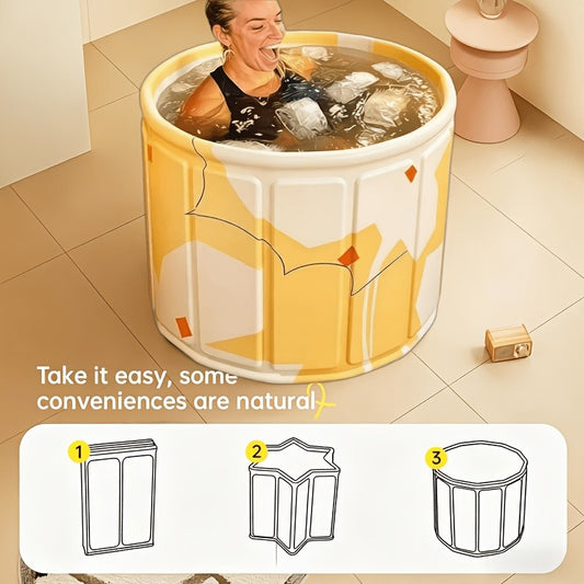 Thermal Insulated Bathtub Foldable Non-Inflatable for Adults – Hot & Cold Dual Use, Ice Bath Muscle Relief & Warm Soak, Space-Saving Home Spa Tub