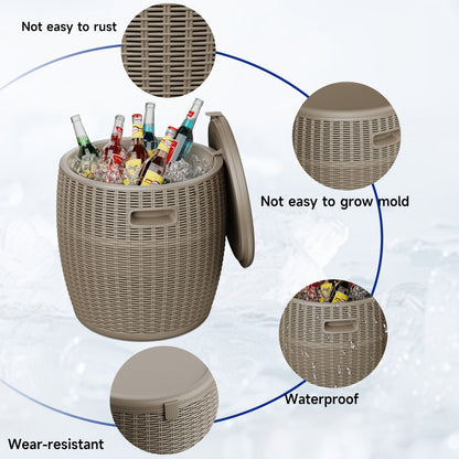 Outdoor Storage Bin 40L Rattan Deck Box UV Protected Weather Resistant