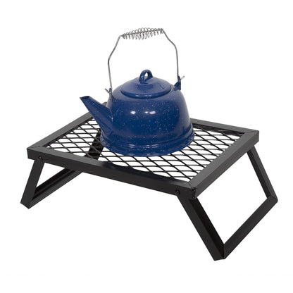 Campfire Grill Folding 16x12 Inch Heavy Duty Steel with Legs & Clip – 2-Pack Portable Open Fire Pit Grill for Camping, Outdoor Cooking & Backpacking