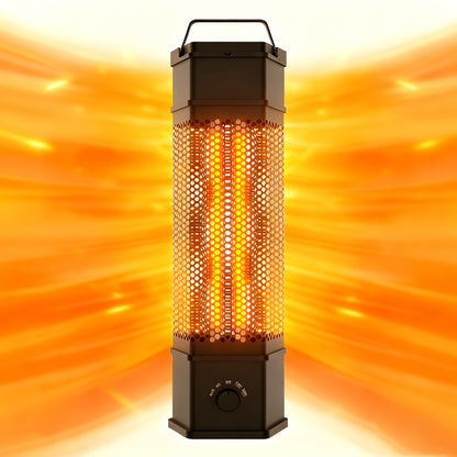 Electric Patio Heater 1400W 28", All-Around Radiant Heating with Tip-Over & Overheat Protection, Modern Indoor Outdoor Space Heater for Bedroom, Living Room, Garage, Backyard, Office