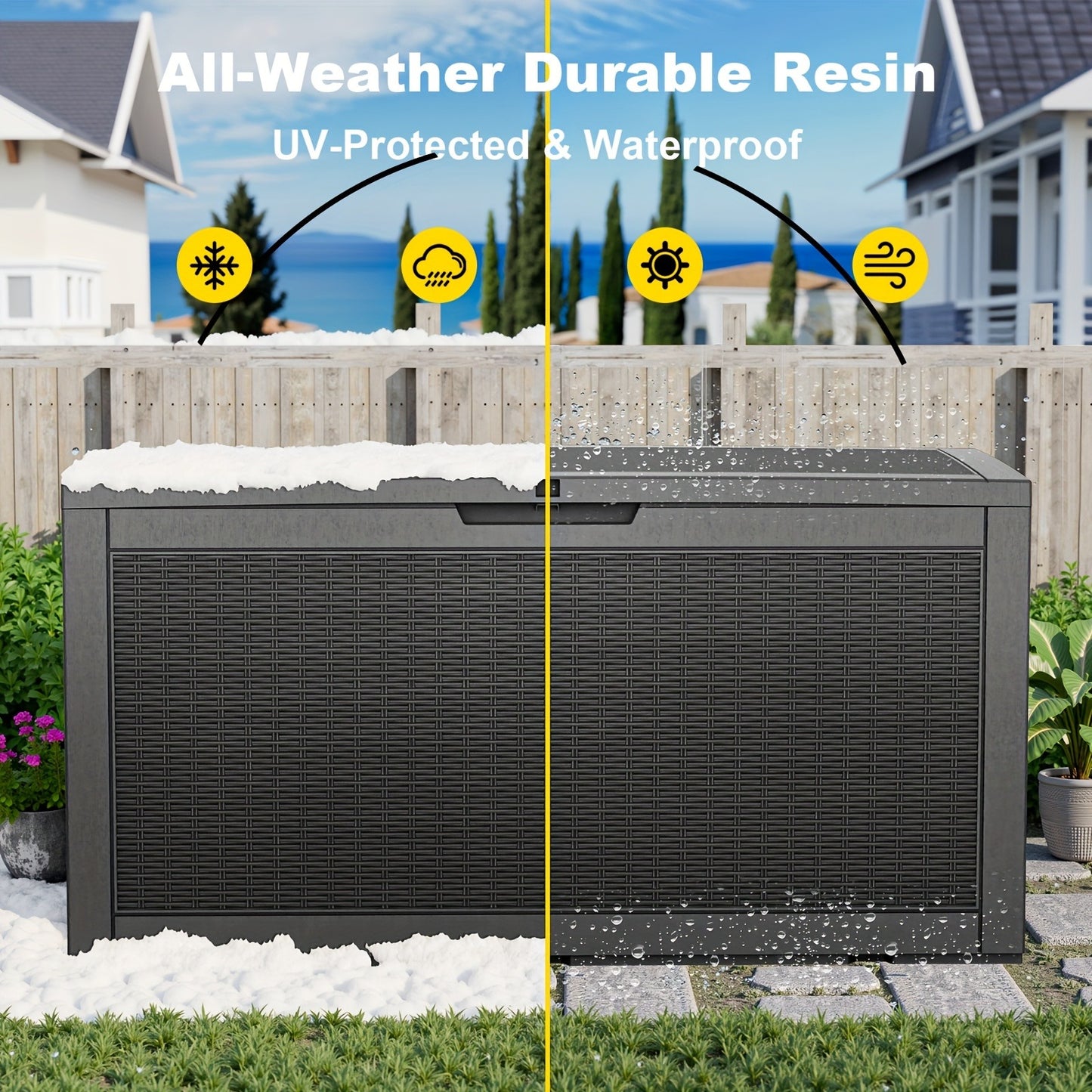 Deck Box 100 Gallon – Lockable Rattan Outdoor Storage