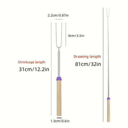 Marshmallow Roasting Sticks 12-Pack Extendable Stainless Steel + Bag
