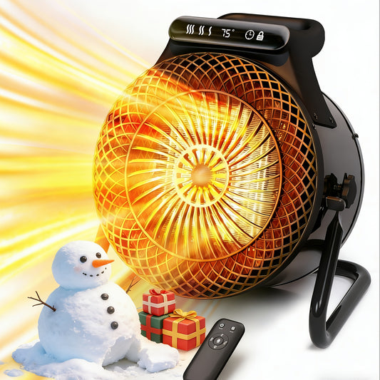 Space Heater Fan Portable Outdoor & Indoor, Electric Garage Heater with Overheat Protection for Yard, Patio, Workshop, Home Office – Compact Powerful Heating Fan (Remote Control Option Available)