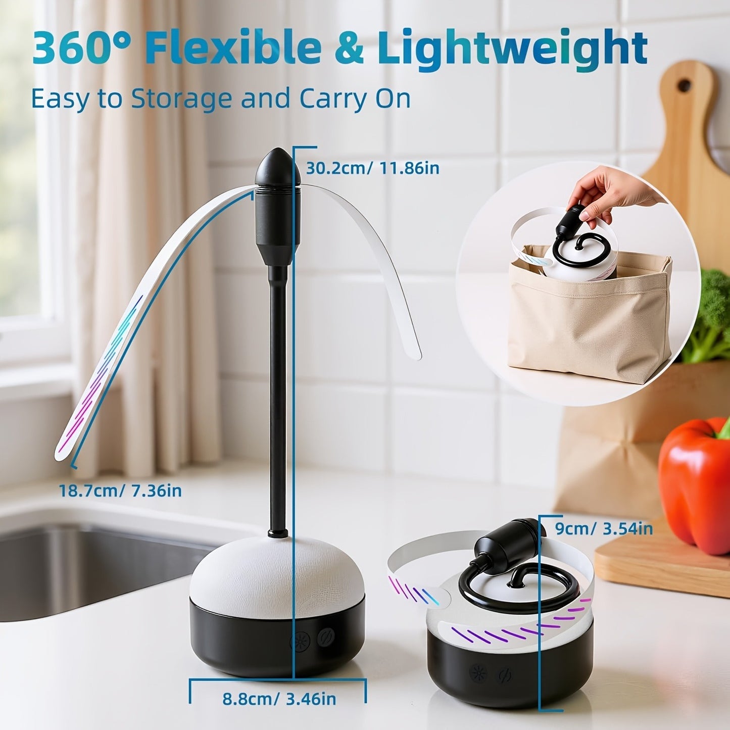 Mosquito Repellent Fan with Light – Portable Desktop Bug Repeller, Quiet USB Insect Repellent Fan for Indoor Outdoor Use, Patio Dining Table Kitchen Restaurant Party Camping Pest Control