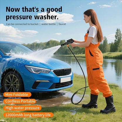 Portable Pressure Washer Cordless 980PSI – 3x 4000mAh Batteries, 5-in-1 Nozzle, Foam Cannon, 33FT Hose, Lightweight Wireless Car Washer for Cars, Bikes, Camping & Outdoor Cleaning