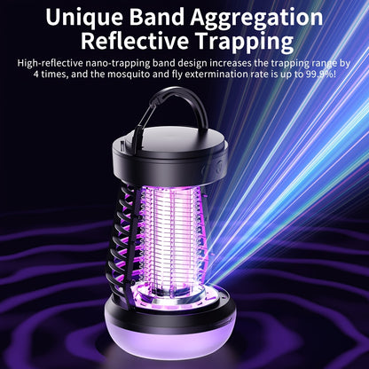 Bug Zapper Rechargeable 3-in-1 with UV Light & 2000V Electric Grid – Portable Mosquito Killer for Indoor & Outdoor Use, 2000mAh Battery, SOS Light, Garden, Yard, Camping, Bedroom