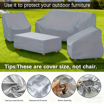 Outdoor Furniture Covers Set 4 Piece Waterproof, Heavy Duty Patio Cover for Sofa Lawn Chairs Coffee Table, Windproof Buckle Straps Reinforced Stitching All-Weather Protection, Black