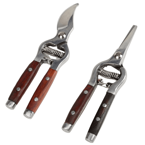Garden Scissors 2-Pack Pruning Shears Set Curved and Straight Bypass Blades 8-Inch Ultra Sharp Plant Trimming Scissors for Flowers Herbs Bonsai Indoor Outdoor